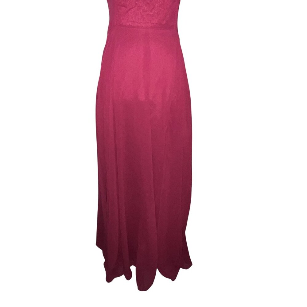 Lulus Summer Invite Wine Red Tie-Strap Tiered Maxi Dress Sz Medium Burgundy Red - Picture 9 of 12